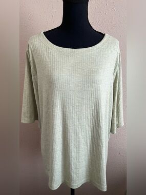 croft & barrow Light Sage Ribbed Short Sleeve Top